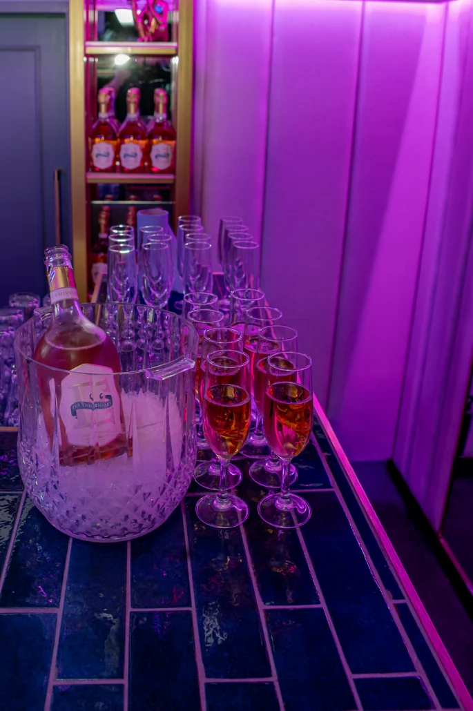 Champagne poured at the VIP Room bar